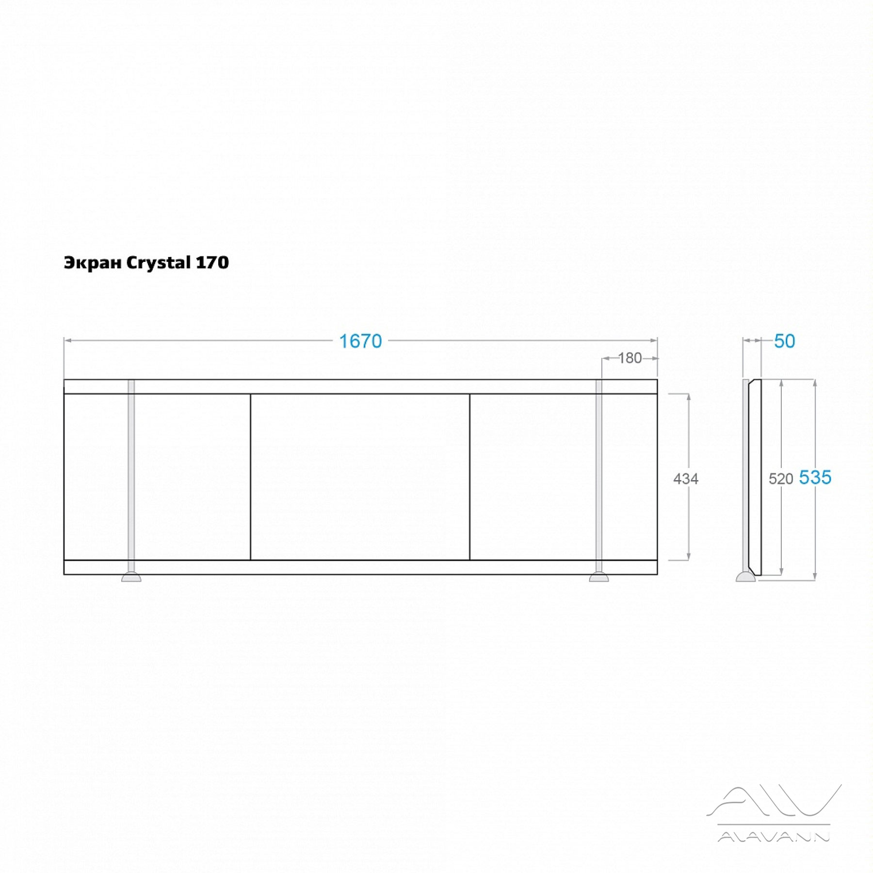 Crystal 170 экран под ванну мдф alavann