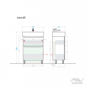 Тумба с раковиной lana 60