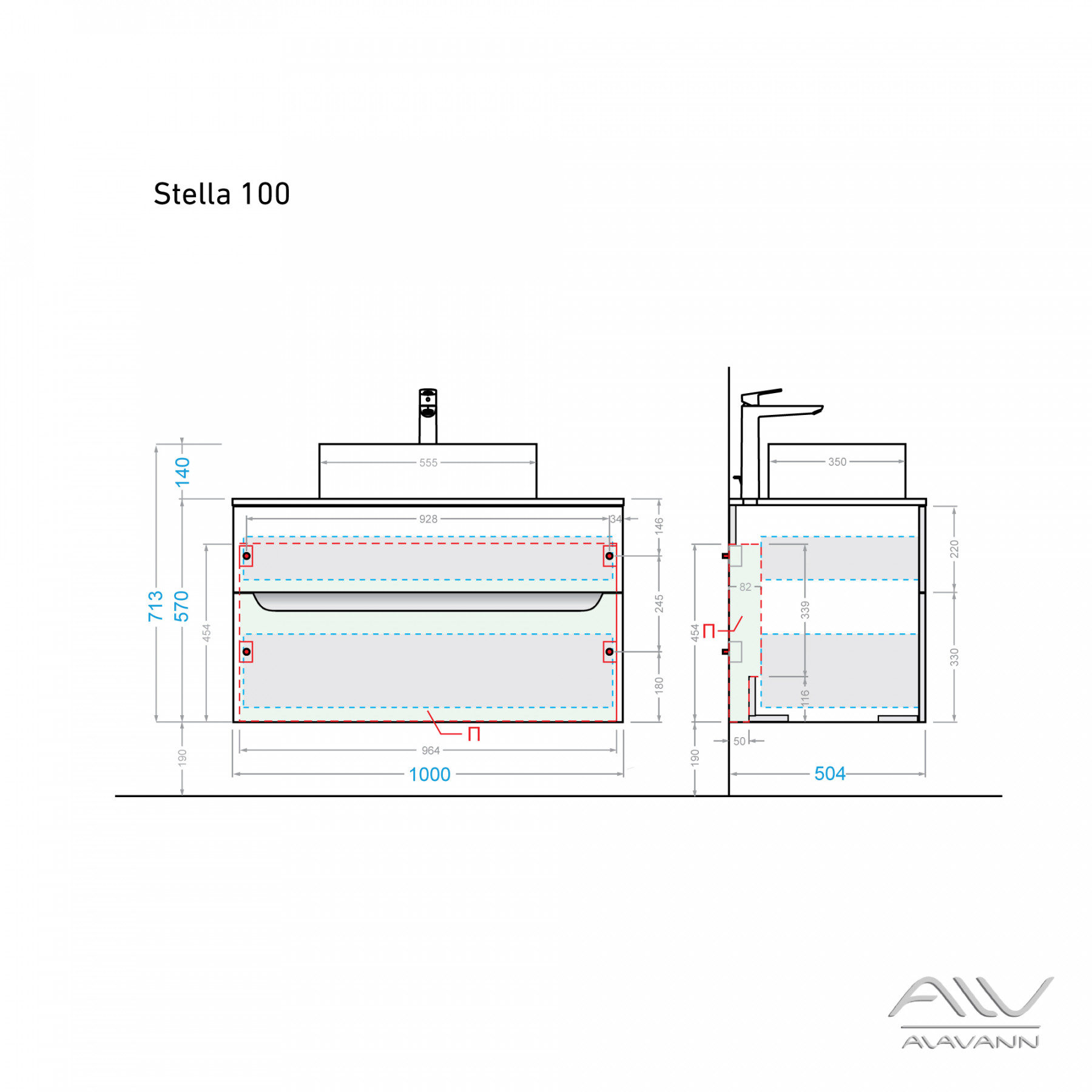 Тумба с раковиной Stella 100 белая купить в интернет-магазине  alavann-shop.ru