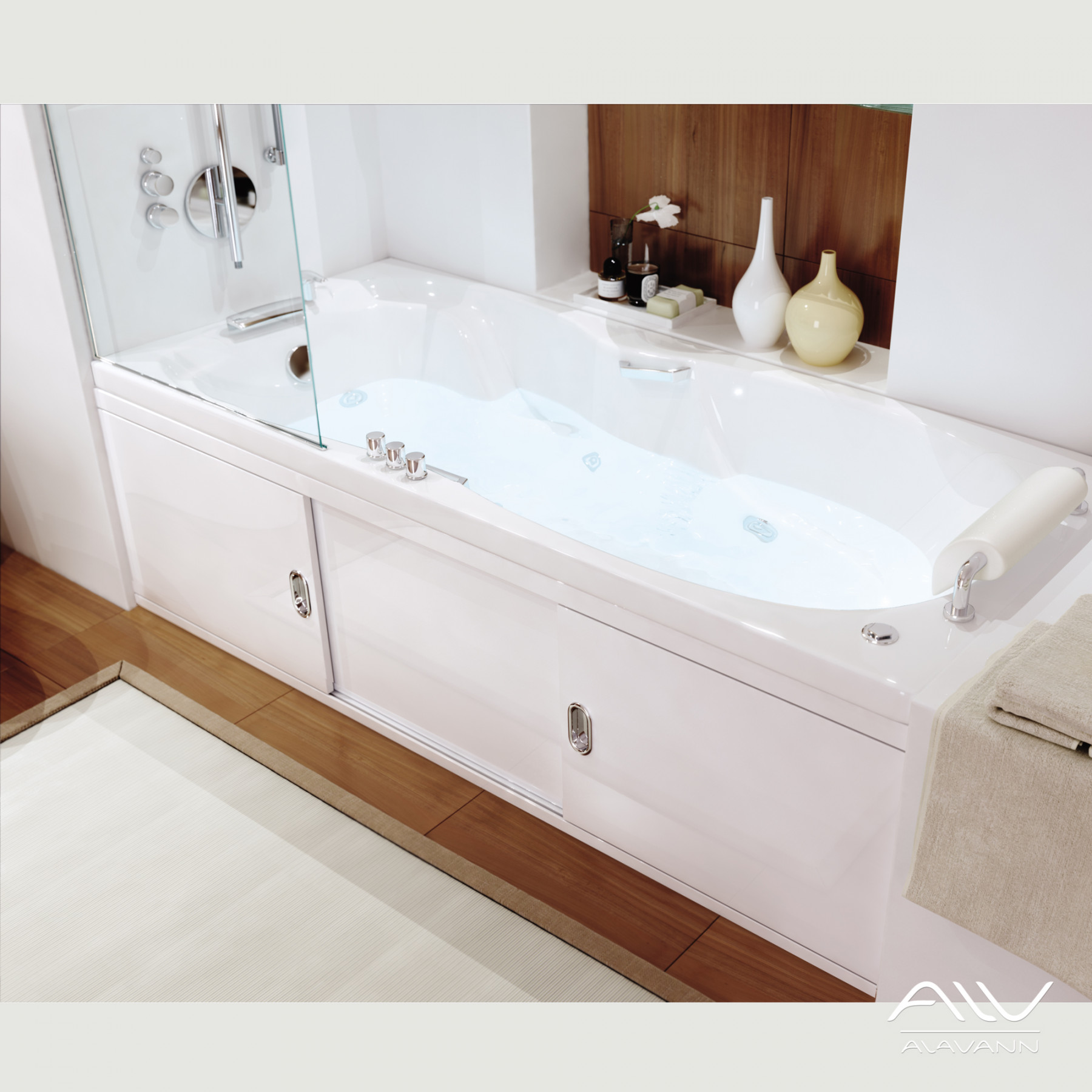 МДФ-экран под ванну: размеры 150, 160, 170 и 180 см, фронтальная и боковая купе-панель Alavann