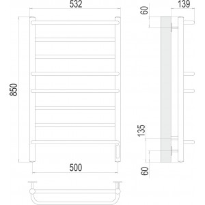 Полотенцесушитель электрический Terminus Евромикс П8 500x850