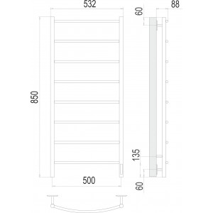 Полотенцесушитель электрический Terminus Классик П8 500x850 хром
