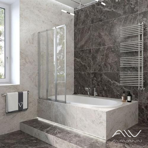 Шторка на ванну Veconi Palau PL-73L складная, 90x150 см, профиль хром