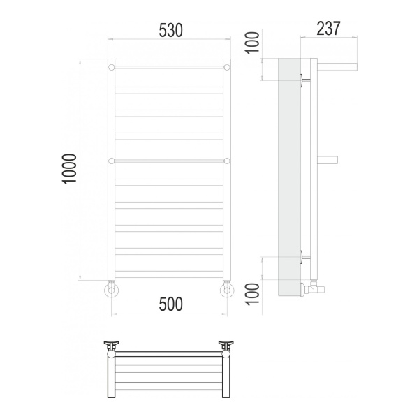 Полотенцесушитель водяной Terminus Хендрикс П10 500x1000 хром - изображение 3