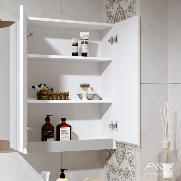 Шкаф навесной Soft Silver 60 белый с серой вставкой - изображение 2