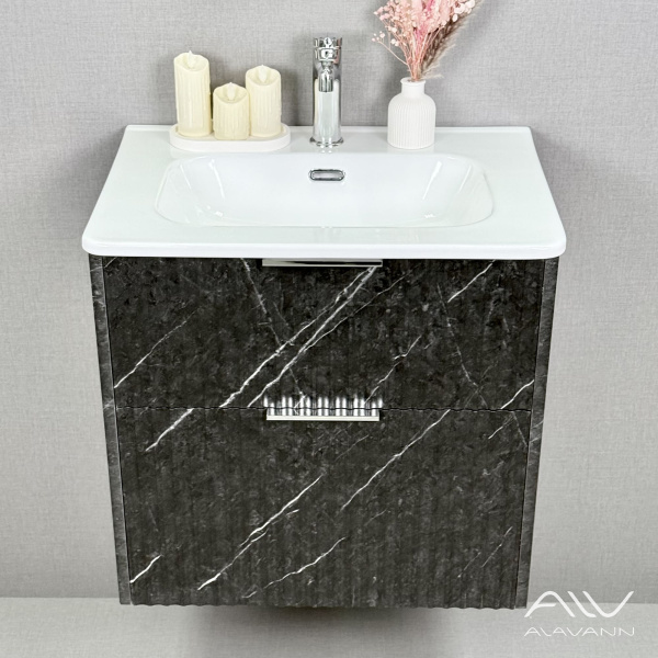 Тумба с раковиной Anna 60 (ум. Rado 60)  черный мрамор - изображение 5