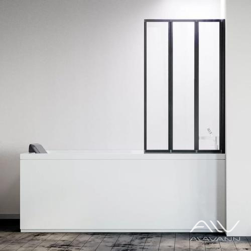 Шторка на ванну Veconi Palau PL-73BR складная, 120x150 см, профиль черный матовый