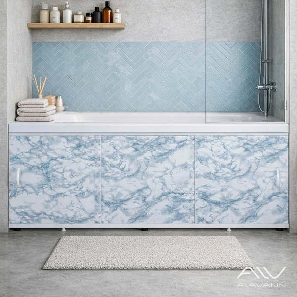 Экран под ванну Elegant 150 бело-голубой мрамор - изображение 1