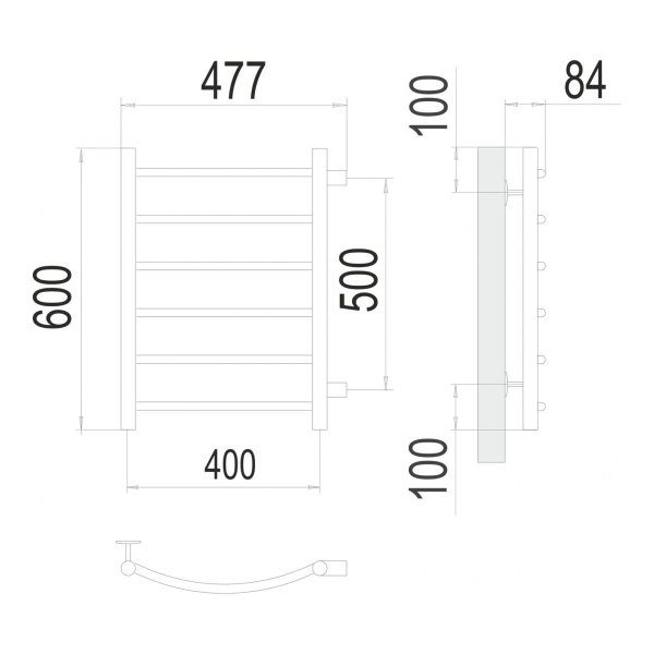 Полотенцесушитель водяной Terminus Классик П6 400x600 с боковым подключением 500 - изображение 3