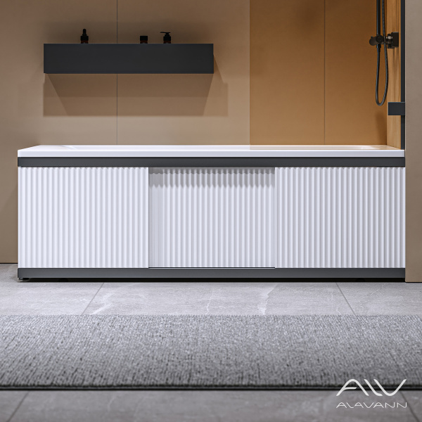 Экран под ванну Альт Блэк 150 белый с фрезеровкой, из МДФ, раздвижной  - изображение 4