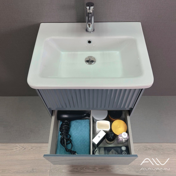 Тумба с раковиной Wave 60 голубой деним - изображение 3