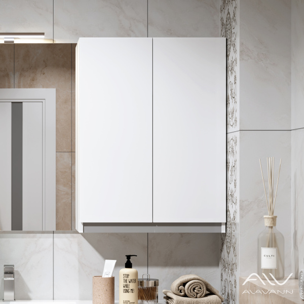 Шкаф навесной Soft Silver 60 белый с серой вставкой - изображение 1