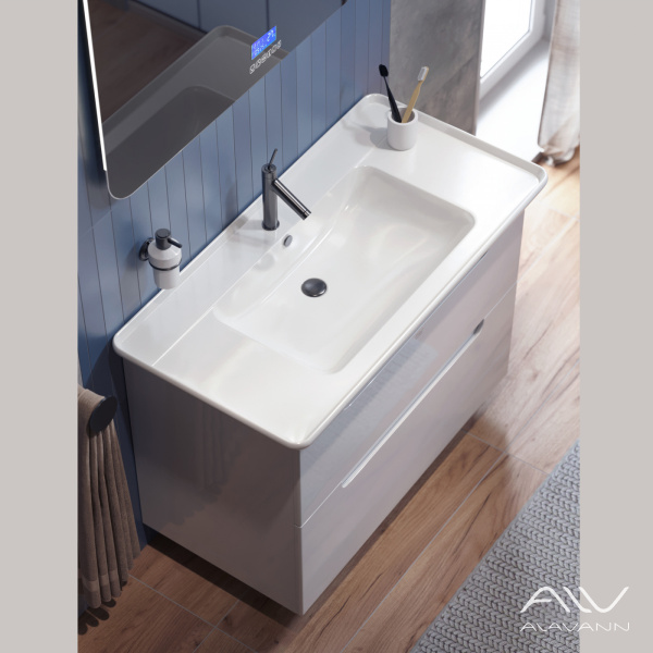 Тумба с раковиной Berta 105 и зеркало largo music 100 - изображение 4