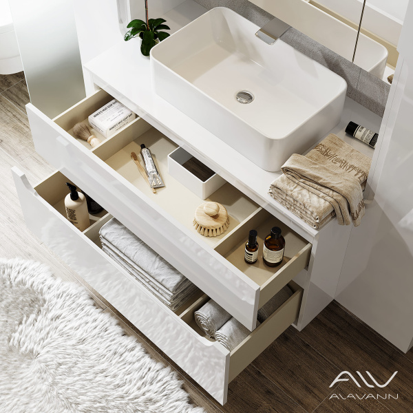 Гарнитур Stella 100 (тумба Stella 100,ум. Олимпия 560, столешница МДФ, зеркальный шкаф  Univers 100) - изображение 3