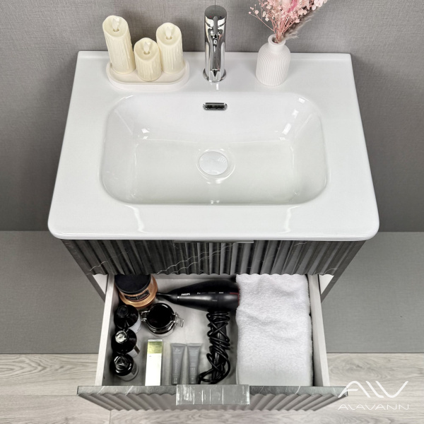 Тумба с раковиной Anna 60 (ум. Rado 60)  черный мрамор - изображение 4