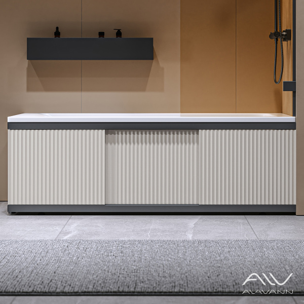 Экран под ванну Альт Блэк 150 бежевый с фрезеровкой, из МДФ, раздвижной  - изображение 4