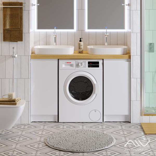 Тумба с раковиной Soft Double 135 белая - изображение 1