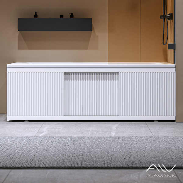 Экран под ванну Альт 170 белый с фрезеровкой, из МДФ, раздвижной - изображение 4