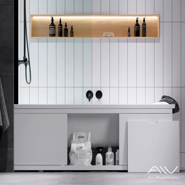 Экран под ванну МДФ Rita AL 170 см белый, ручка выборка - изображение 2