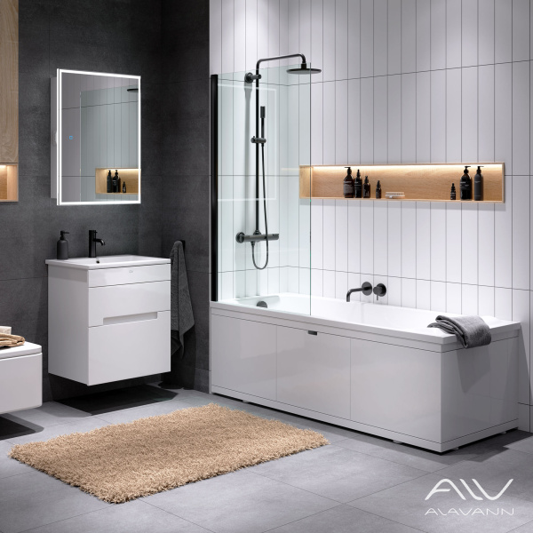 Экран под ванну МДФ Rita AL 170 см белый, ручка выборка - изображение 5