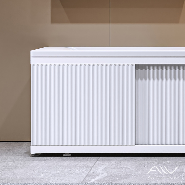 Экран под ванну Альт 170 белый с фрезеровкой, из МДФ, раздвижной - изображение 3