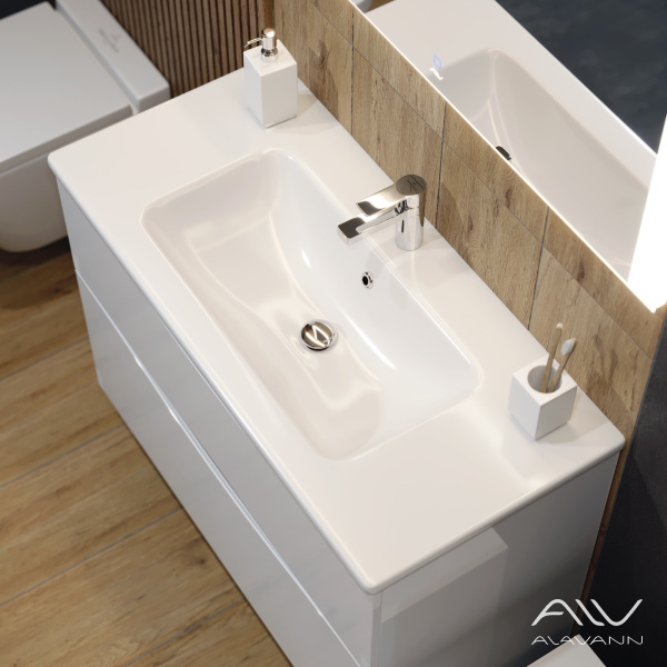 Тумба с раковиной Tess 100 белая - изображение 8