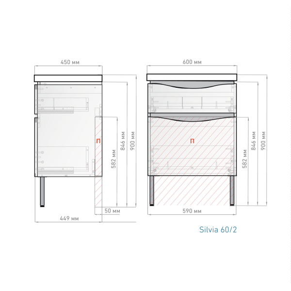 Тумба с раковиной Silvia 60 белая - изображение 5