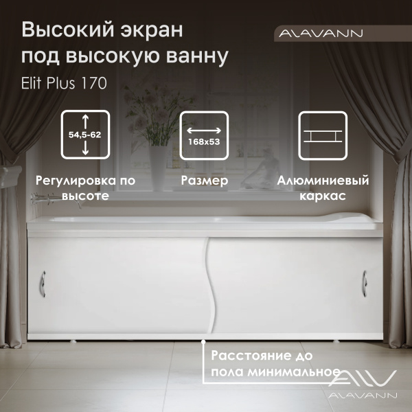 Экран под ванну Elit Plus 170 белый - изображение 1