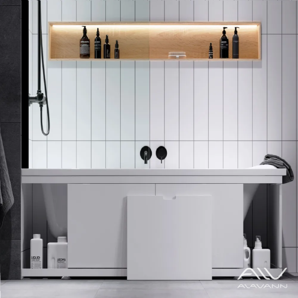 Экран под ванну МДФ Rita AL 170 см белый, ручка выборка - изображение 3