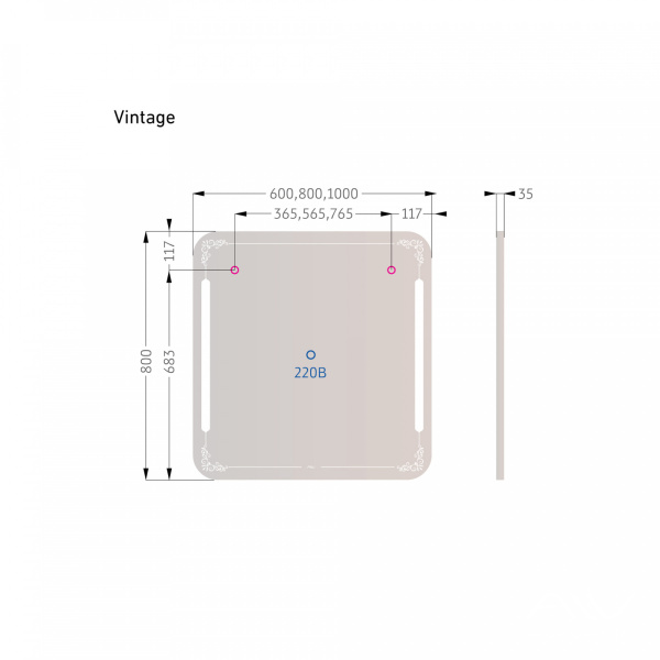 Зеркало Vintage 60 с подсветкой - изображение 4