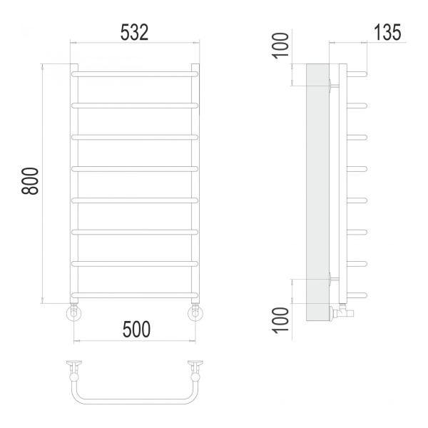 Полотенцесушитель водяной Terminus Стандарт П8 500x800 хром - изображение 3