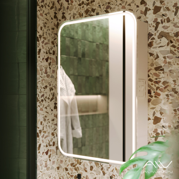 Зеркальный шкаф Lana 55 белый, свет холодный - изображение 1