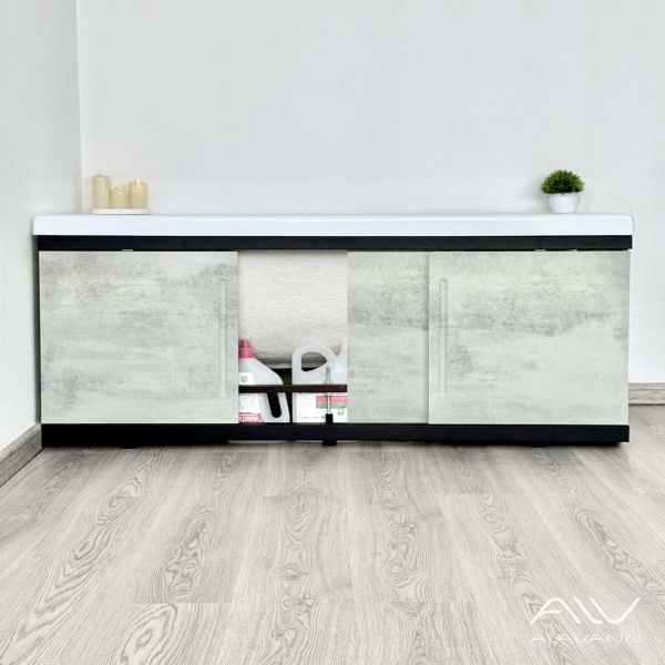 Экран под ванну Alt Black 150 МДФ раздвижной серый бетон - изображение 2