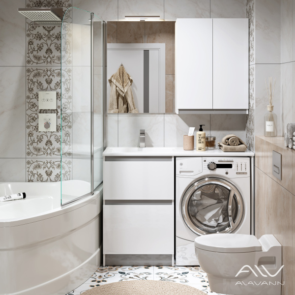 Шкаф навесной Soft Silver 60 белый с серой вставкой - изображение 4