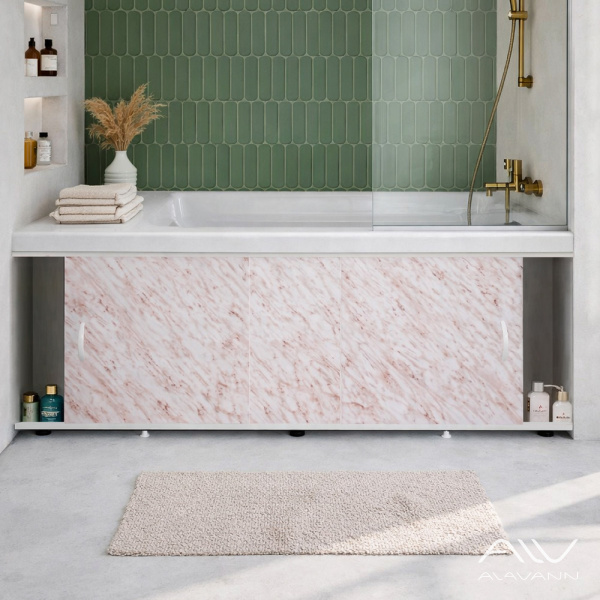 Экран под ванну Elegant 150 бледно-розовый мрамор - изображение 2