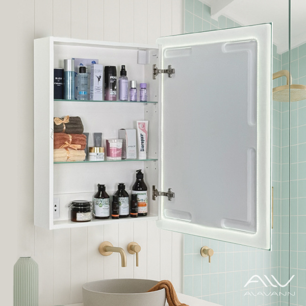 Зеркальный шкаф Rita Plus 60 с подсветкой и часами, сенсорное с антизапотеванием - изображение 2