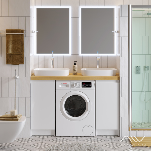 Тумба с раковиной Soft Double 135 белая - изображение 5