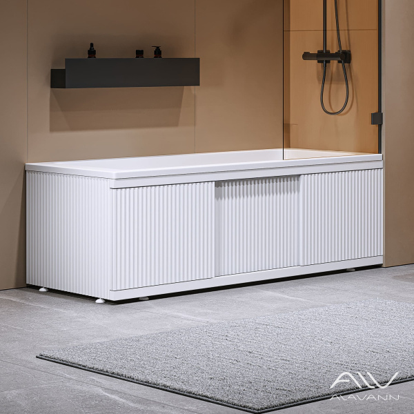 Экран под ванну Альт 170 белый с фрезеровкой, из МДФ, раздвижной - изображение 1