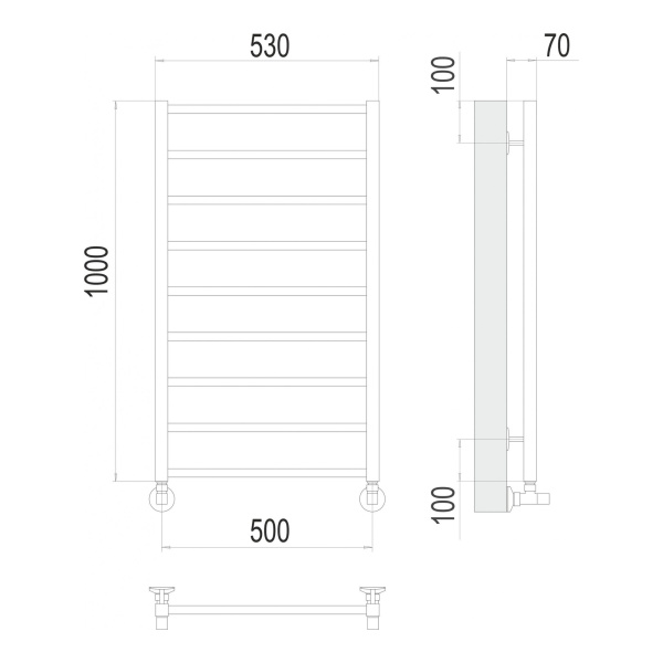 Полотенцесушитель водяной Terminus Контур П9 500x1000 хром - изображение 3