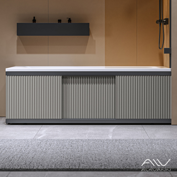Экран под ванну Альт Блэк 170 серый с фрезеровкой, из МДФ, раздвижной - изображение 4