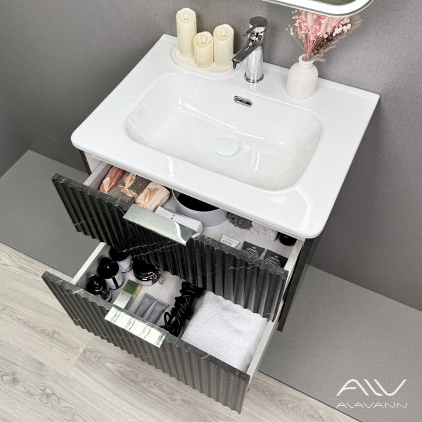 Тумба с раковиной Anna 60 (ум. Rado 60)  черный мрамор - изображение 2