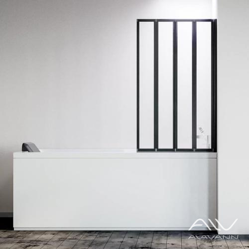 Шторка на ванну Veconi Palau PL-74BR складная, 90x150 см, профиль черный матовый