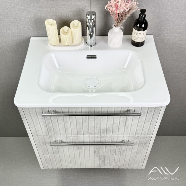 Тумба с раковиной Emma 60 (ум. Rado 60) серый бетон - изображение 5