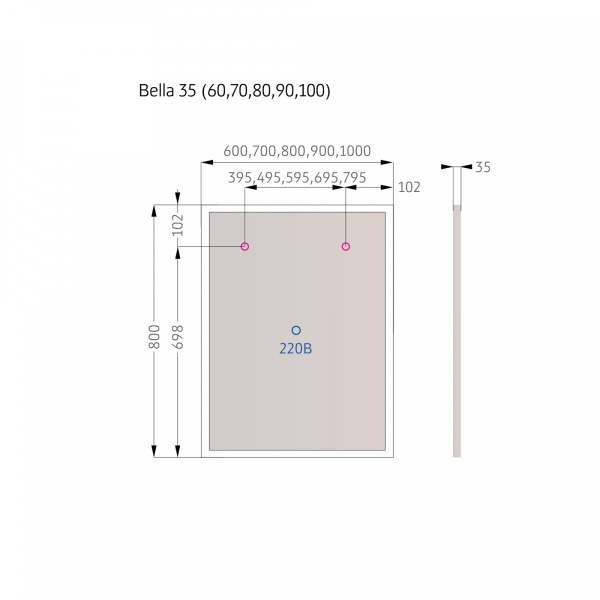 Зеркало Bella-35 100 с подсветкой - изображение 3