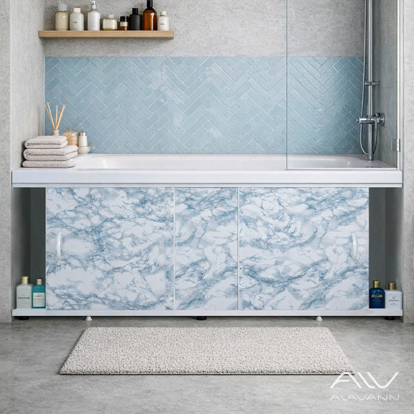 Экран под ванну Elegant 150 бело-голубой мрамор - изображение 2