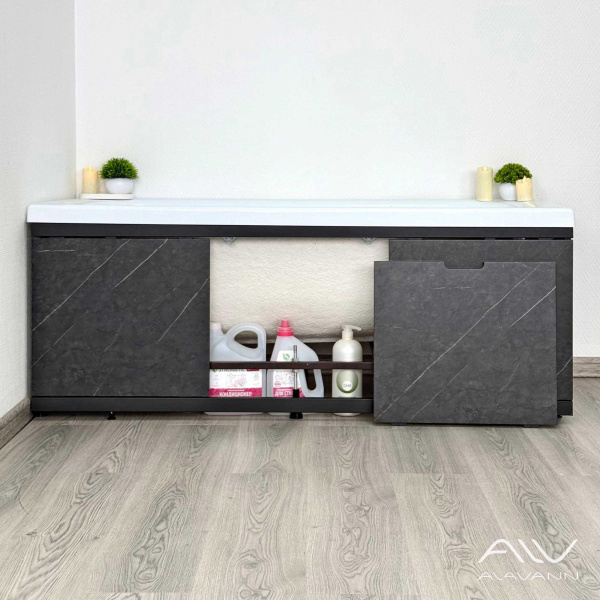 Экран под ванну МДФ Rita Black 170 черный мрамор - изображение 2