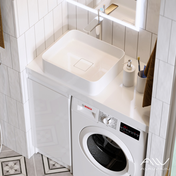 Комплект тумба  Soft 100 левая, столешница МДФ с умывальником Купер, зеркало Emma 60 - изображение 4