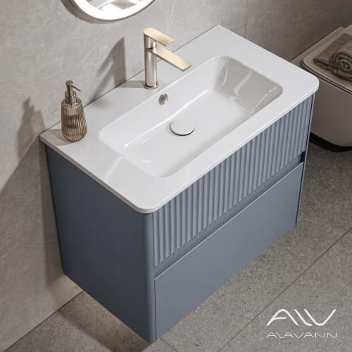 Тумба с раковиной Wave 80 голубой деним