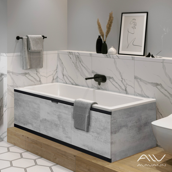 Экран под ванну МДФ Rita Black 170 серый бетон - изображение 1