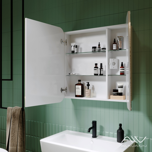 Зеркальный шкаф Lana 80 белый, свет холодный - изображение 2